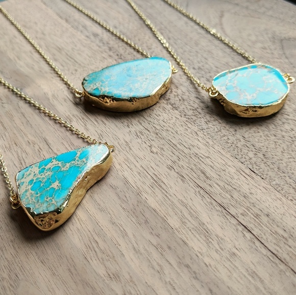 ⭐LAST ONE⭐ Raw Jasper 18k Gold Plate Boho Necklace - Picture 2 of 6